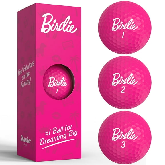 Shanker Golf Balls - Birdie Pink Golf Balls - Funny Golf Gift for Women (Sleeve of 3, Novelty) - The #1 Ball for Dreaming Big - Golf Balls for Women
