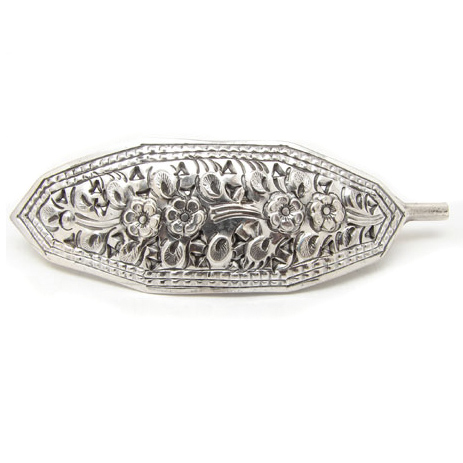 Long Victorian Style Sterling Silver Ornate Flowered Hair  display picture 3