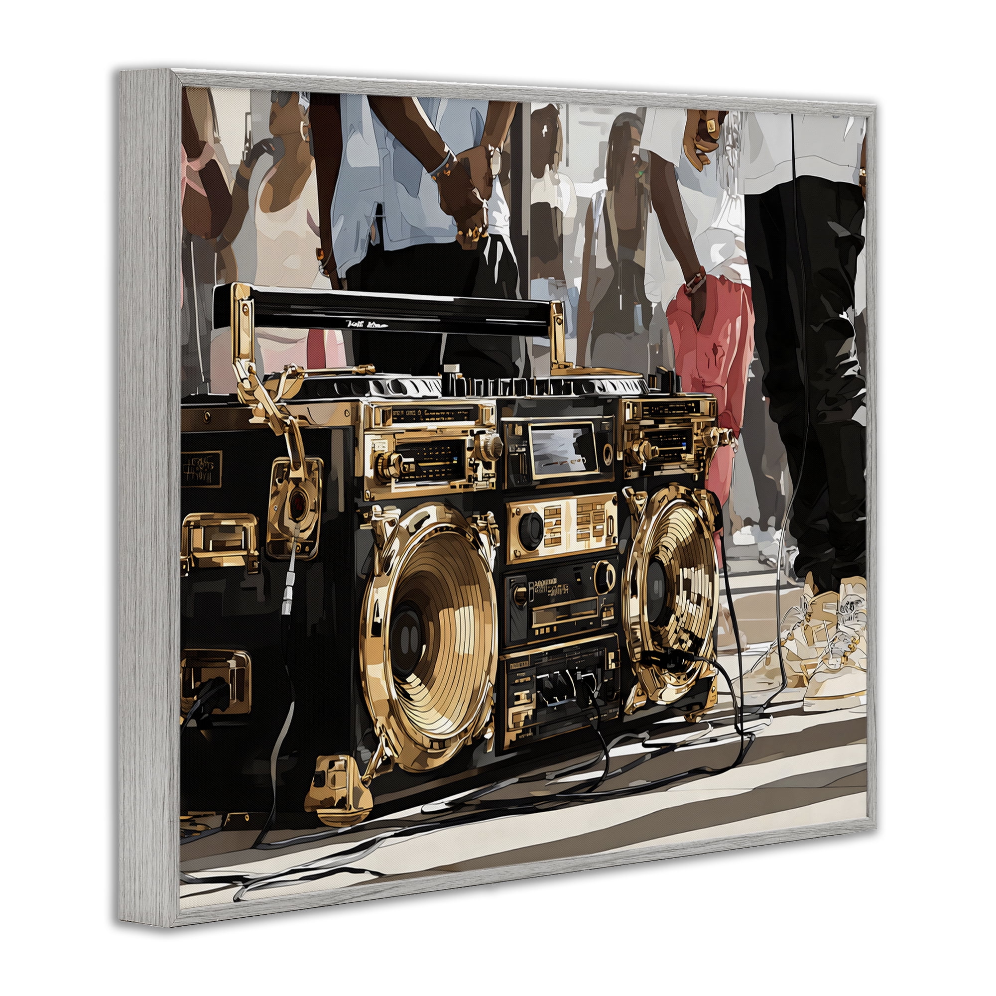 Stupell Industries Golden Stereo Hip Hop Beats Gray Framed Giclee Art, design by Franklyn Gregory