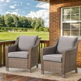 thumbnail image 2 of PARKWELL Outdoor Patio Cushioned Chairs Set of 2,All-Weather Wicker Rattan Deep Seat Lounge Armchairs with Removable Cushions,Gray, 2 of 10