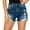 DARK DENIM, variant on Women Distressed Raw Hem ripped Jean Denim Shorts