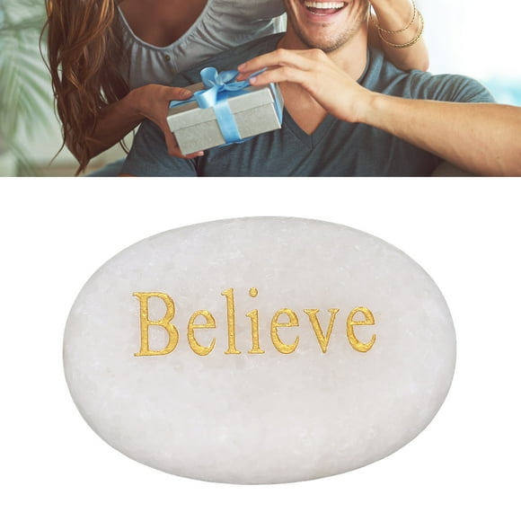 Engraved Inspirational Stone, Encouragement Motivational Marble, 3 Different Positive Words Faith Rocks, Garden Stones, Meditation Amulets for Home Decor and Gifting, Palm Sized