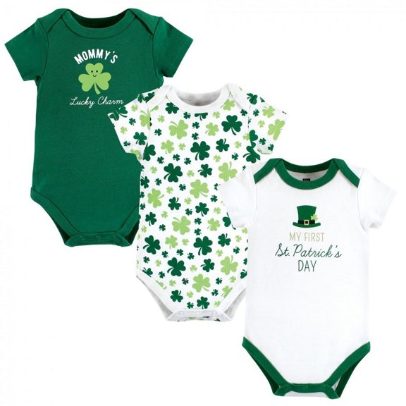 Hudson Baby Infant Boy Cotton Bodysuits, Lucky Charm, 0-3 Months