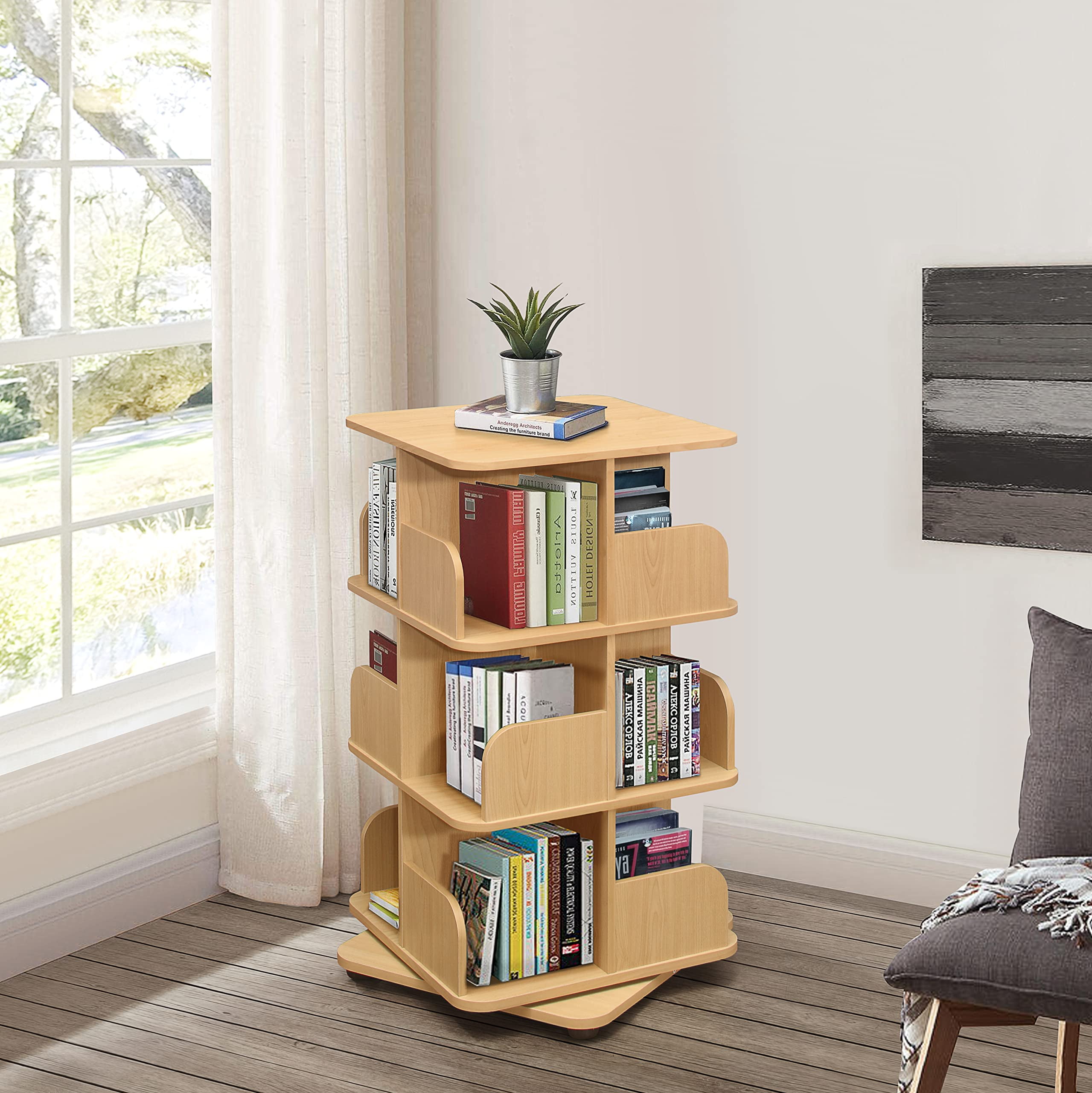 Kings Brand Furniture 3Tier Revolving Bookcase Bookshelf, Media