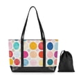 thumbnail image 7 of FORMRS Canvas Laptop Tote Bag for Women with 15.6" Computer Compartments Shoulder Handbag, Colorful Circles, 7 of 7