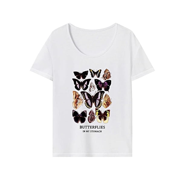 Camiseta para mujer básica camiseta cómoda verano tops cuello redondo camisa para vacaciones XL