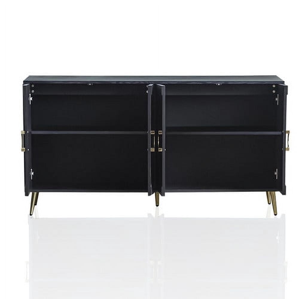 Lunale Modern Lacquered Wooden Sideboard Storage Cabinet, Buffet Server Cabinet for Living Room, Entryway, Distressed Black