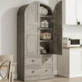 thumbnail image 2 of Kselythan Arched Cabinet,Arched Bookcase,Tall Arched Kitchen Pantry Cabinet,Modern Farmhouse Pantry Storage Cabinet,Wood Cupboard With 2 Doors,Drawers,Thickened Shelves For Living Dining Room, 2 of 9