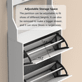 thumbnail image 5 of Tall Mirror Shoe Cabinet with 3 Flip Drawers, 5 Hooks & Rod Hanger, Narrow Shoe Storage Cabinet with Top Cubby, Shoe Rack Organizer for Entryway, 5 of 14