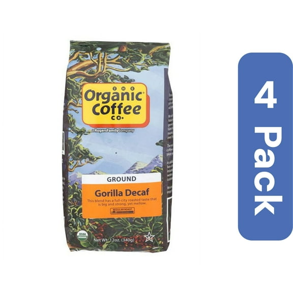 The Organic Coffee Co Ground Coffee Gorilla Decaf -- 12 oz Pack of 4