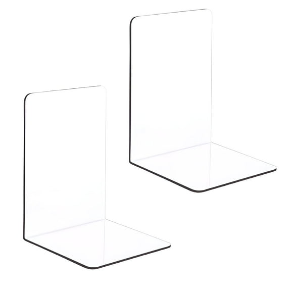 CCOCC 2Pairs Acrylic Book Stand,Simple Aesthetic Book Ends,Sleek Contours Book End,White1