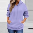 thumbnail image 3 of Womens Solid Trendy Hoodies Fall Casual Long Sleeve Hooded Sweatshirts Loose Comfy Trendy Pullover Tops with Pockets, 3 of 5