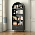 thumbnail image 3 of GANGMEI 73" Tal Metal Arched Storage Display Cabinet with One Drawer, Pantry, Curio Cabinet, Metal Arched Bookcase, Assembly Required, Black, 3 of 8