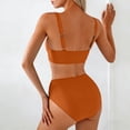 thumbnail image 5 of Fesfesfes Swimsuit for Women's Bikini Solid Set Swimsuit Two Piece Beachwear Split Swimwear Solid Color Print High Waist Women's Fashion Bikinis Sets, 5 of 5