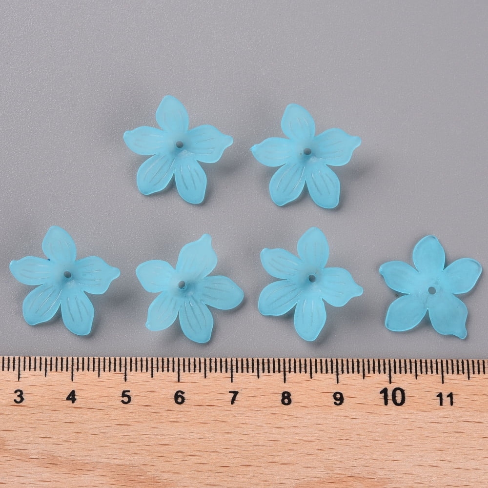 500gs Frosted Acrylic Bead Caps 20x21.5x4.5mm Hole: 1.6mm about 1630pcs/500g Blue