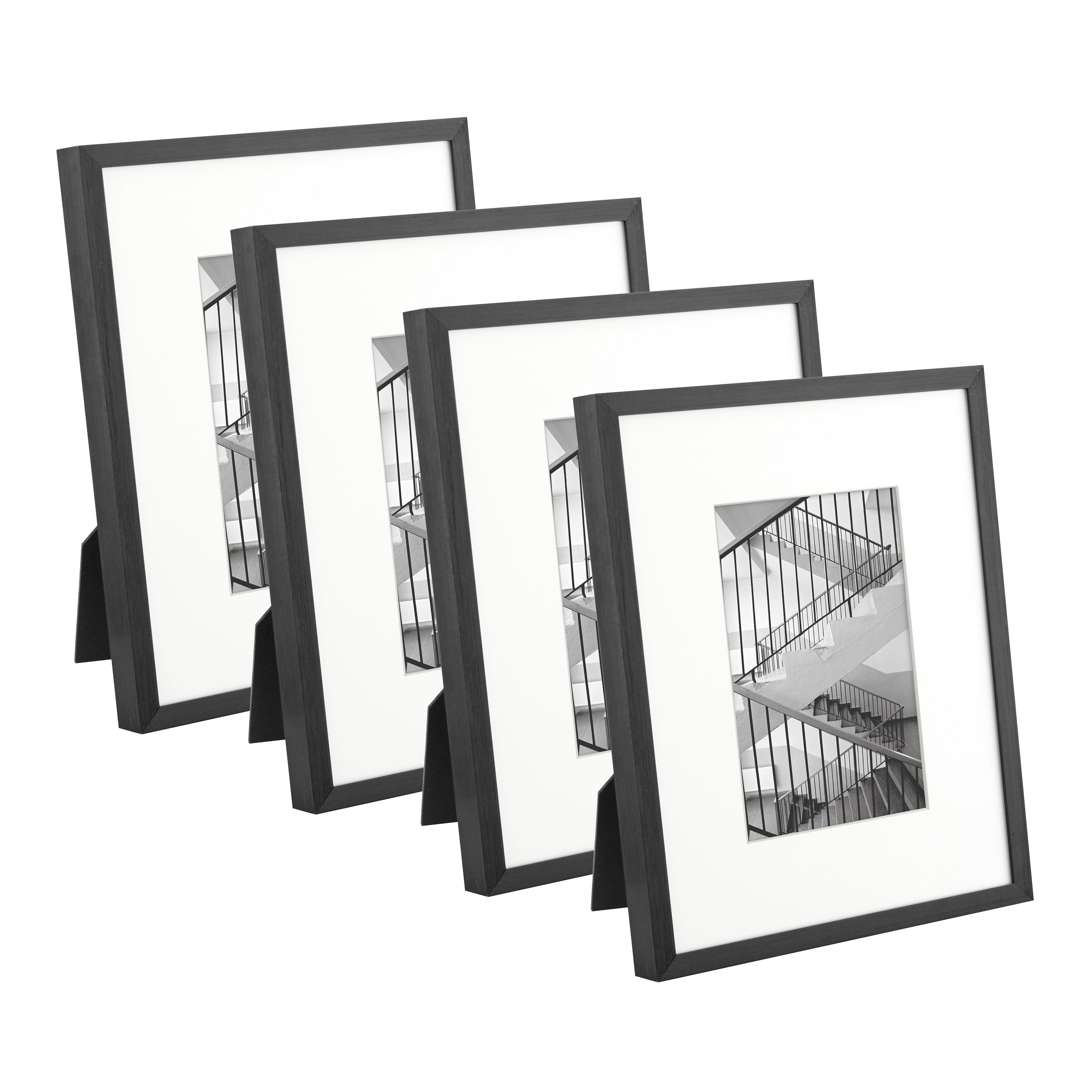 Better Homes & Gardens 7x9 Matted to 4x6 Metal Tabletop Picture Frame Set, Black, Set of 4