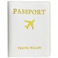 thumbnail image 1 of Funda para pasaporte PU Unisex para viajes (juego de etiquetas de equipaje con soporte para pasaporte blanco), 1 of 4