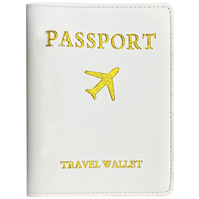Funda para pasaporte PU Unisex para viajes (juego de etiquetas de equipaje con soporte para pasaporte blanco)