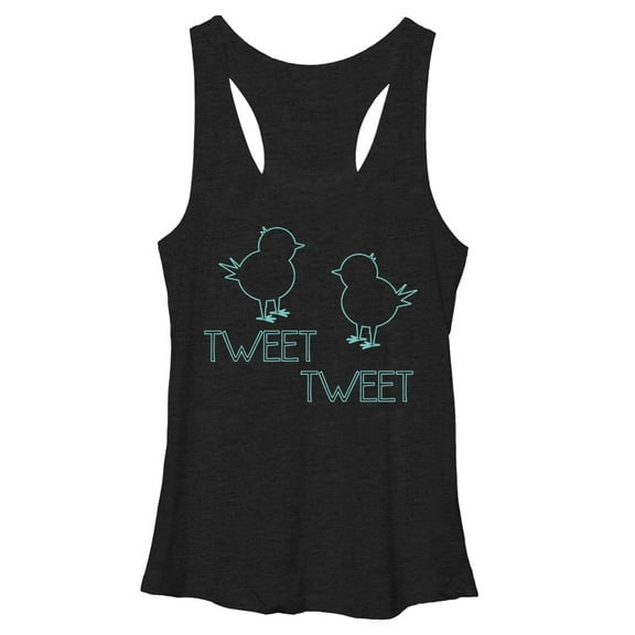 Women's Lost Gods Sweet Tweet Birds Racerback Tank Top Black Heather Small