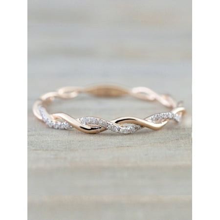 - Lavaport Women Fashion Elegant Twist Wedding Promise Sparkling Ring