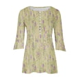 thumbnail image 5 of Blouses pour Femmes, T-Shirt Imprimé pour Femmes Blouse à Manches 3/4 Col en V Décontractée, 5 of 5