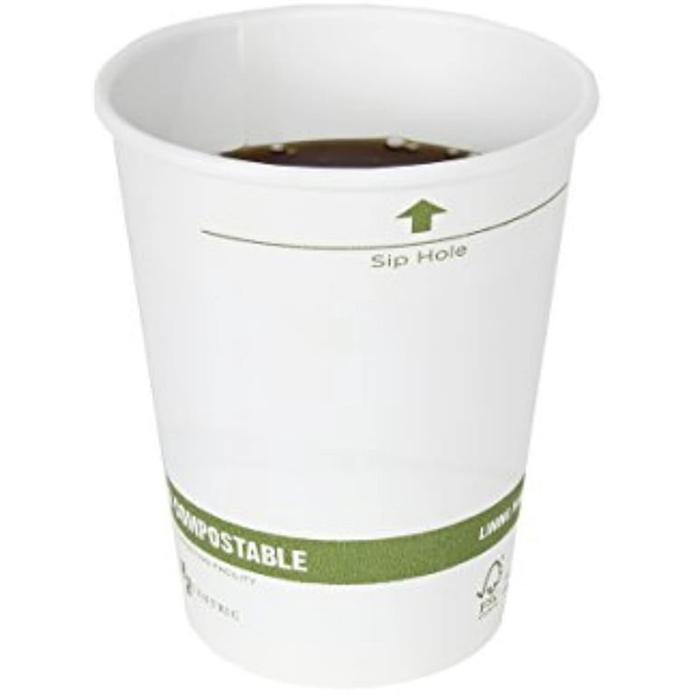 50Pk of 12Oz Recyclable Hot Drink Cups Wood Stirrers and Cardboard Coffee  Sleeves. Biodegradable Compostable and Disposable Decorative White Coffee