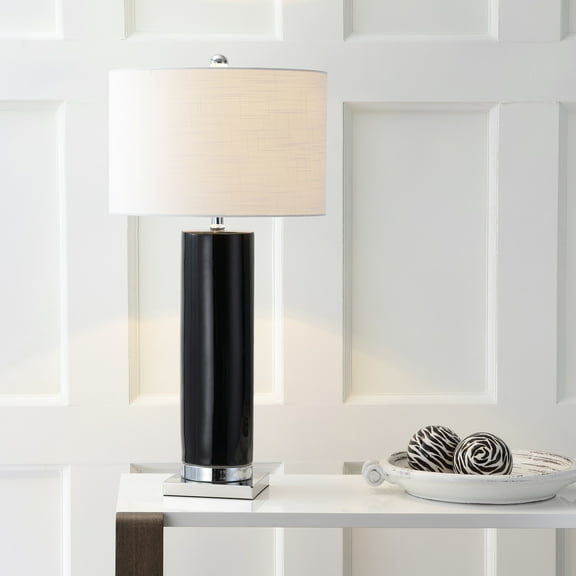 JONATHAN Y Dallas 31.5" Ceramic LED Table Lamp, Black/Chrome, JYL8021B