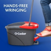 O-Cedar Easywring Microfiber Spin Mop & Bucket Floor Cleaning System With 1 Extra Refill, Red / Gray