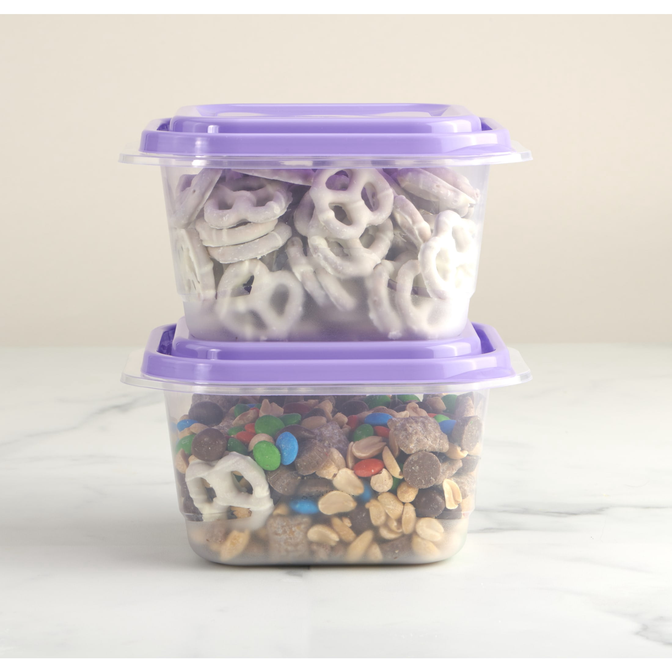 GoodCook EveryWare Large 5.2 Cup Square Food Storage Container, Set of 10, Purple, BPA Free