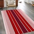thumbnail image 3 of Red Striped Area Rug 3x5 FT, Non Slip Entryway Bedside Carpet, Modern Minimalist Gradient Lines Country Washable Soft Floor Carpet Indoor Mat Non-Shedding Throw Rugs for Dorm Kitchen Home Office, 3 of 8