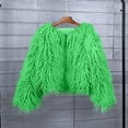 thumbnail image 6 of FNFYFH Women's Shaggy Coat Solid Faux Fur Jacket Long Sleeve Plush Cropped Jackets Warm Winter Cardigan Outerwear, 6 of 6