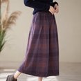 thumbnail image 6 of AUNVITO Women's Vintage Plaid Woolen Skirt High Waist Mid-Length Winter Blue/Purple Casual Fashion, 6 of 9