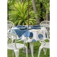 thumbnail image 3 of Outdoor Tablecloths with Umbrella Hole & Zipper, Blue Polka Dots Round Tablecloth 54 Inch, Modern Abstract Art Waterproof Table Cloth, Patio/Pool/Picnic Table Covers, 3 of 8