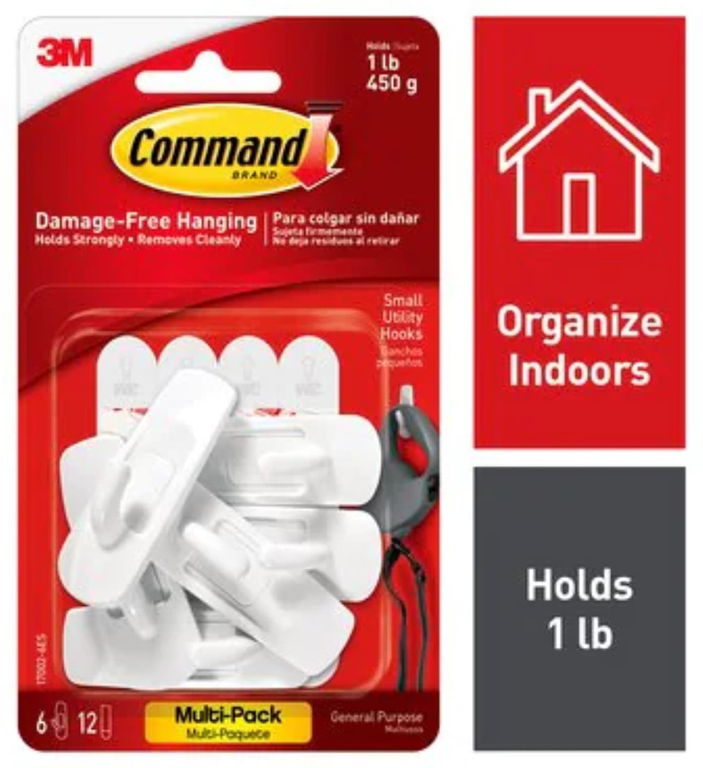 2 Pack Command Small Utility Hook Value Pack 1 ea