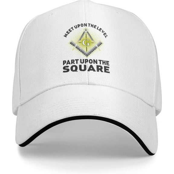 Meet Upon The Level Freemasonry Masonic Black Adjustable Baseball Cap Snapback Men Outdoor Dad Sun Hat White