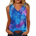 thumbnail image 4 of Womens Tank Tops Sleeveless V-Neck Floral Print Tops Casual Trendy Summer Vacation Holiday Shirts, 4 of 5