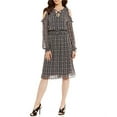 thumbnail image 3 of Michael Kors Tweed Haberdashery Print Georgette Cold Shoulder Midi Dress-B-M, 3 of 5