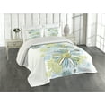 thumbnail image 2 of Ambesonne Summer Quilted Coverlet 3 Pcs, Chamomiles Wild Flower, King Size, Pale Green Dark Green, 2 of 4