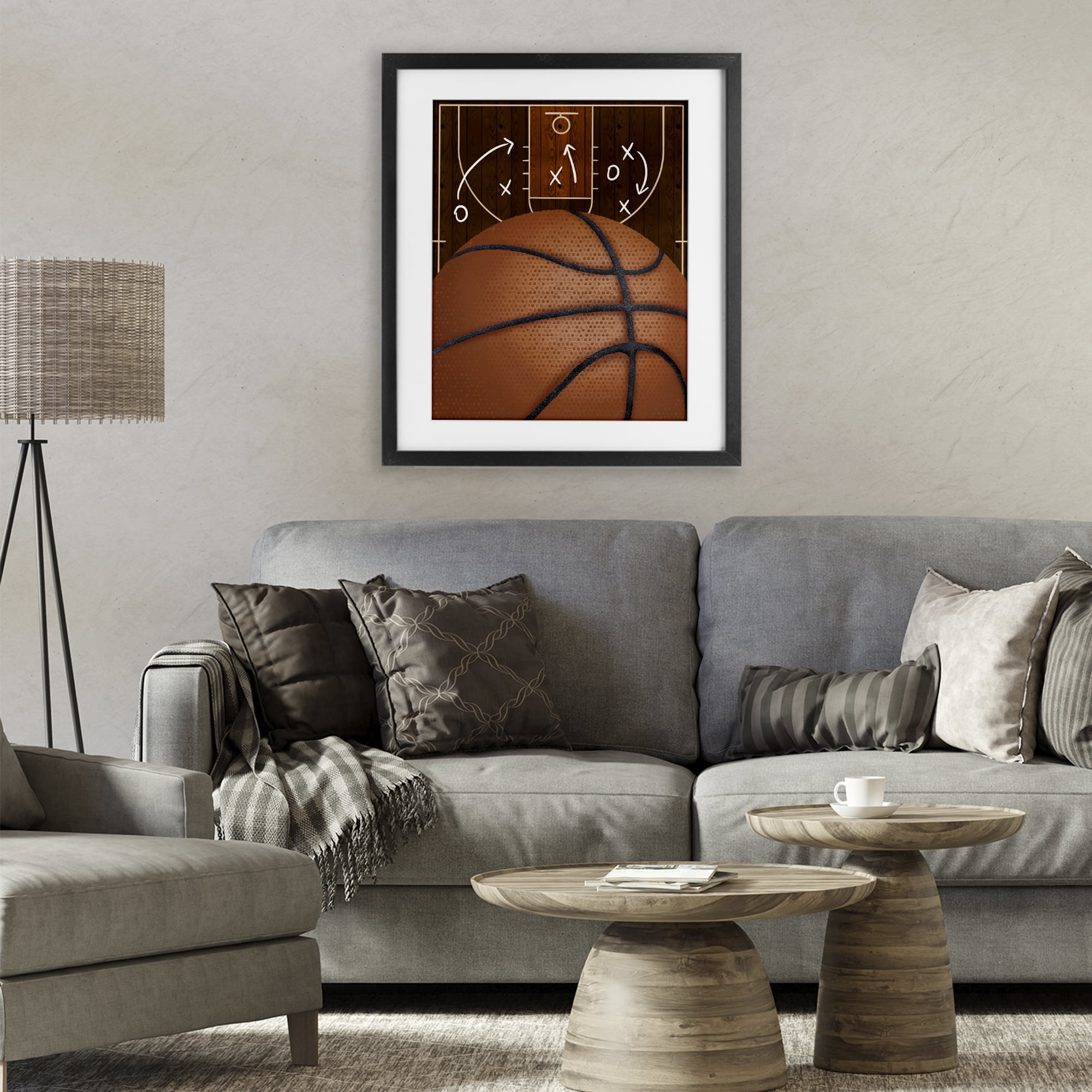 Stupell Industries Basketball Court Tactics Black Framed Print Under Glass, design by Jennifer Stith