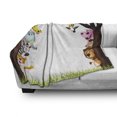 thumbnail image 3 of Cartoon Soft Flannel Fleece Throw Blanket, Big Trees and Friendly Jungle Safari Animals Wilderness Tropical Wildlife, Cozy Plush for Indoor and Outdoor Use, 70" x 90", Multicolor, by Ambesonne, 3 of 6