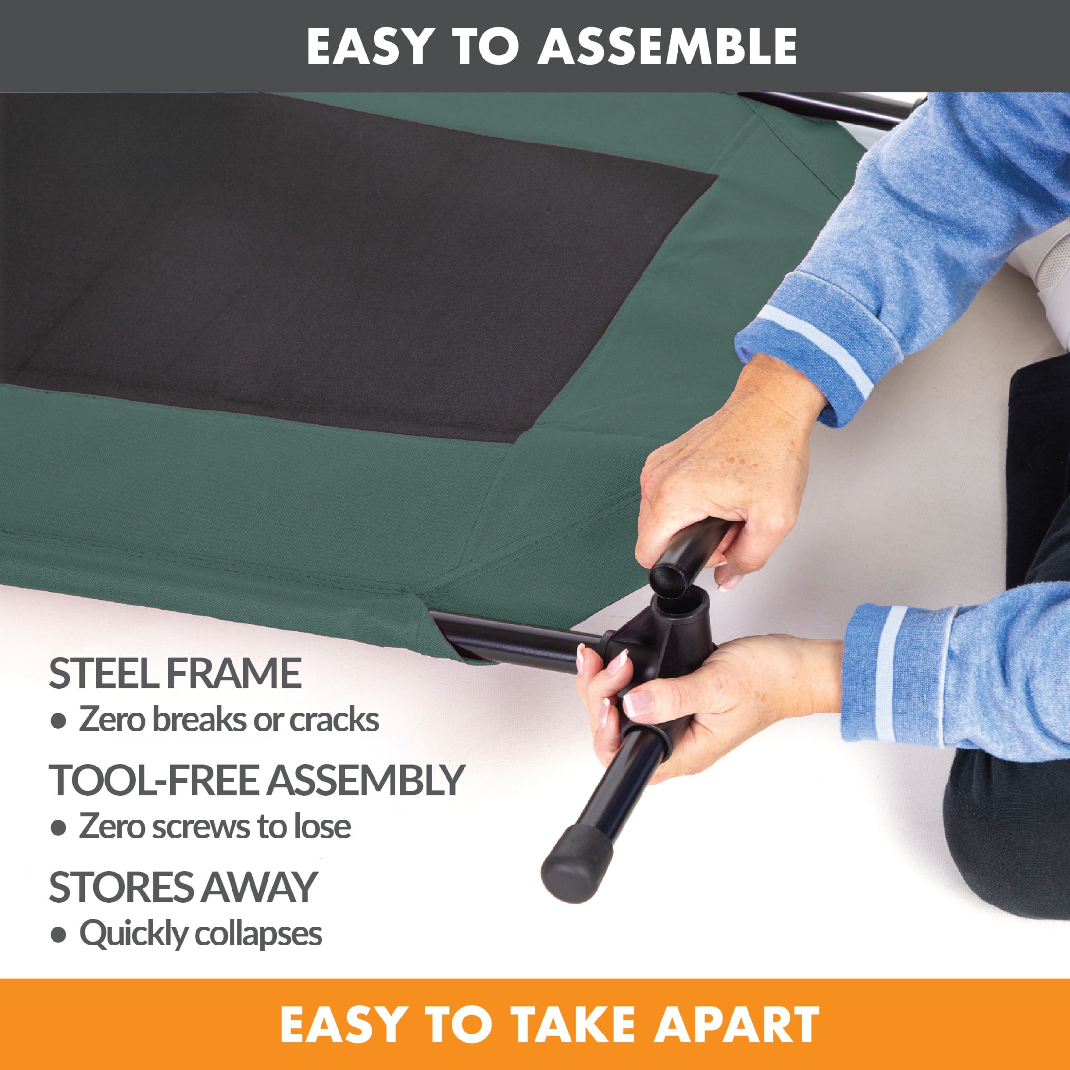 K&H Pet Products Original Pet Cot Elevated Dog Bed Green/Black Mesh X-Large 50 X 32 X 9 Inches