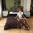 thumbnail image 3 of Manfei Minimalst Leopard Print Camo Twin Comforter Sets, Contemporary Art Animal Print Bedding Set, Chocolate Brown, Black Reversible, 2pcs, 1 Comforter and 1 Pillowcase, 3 of 7