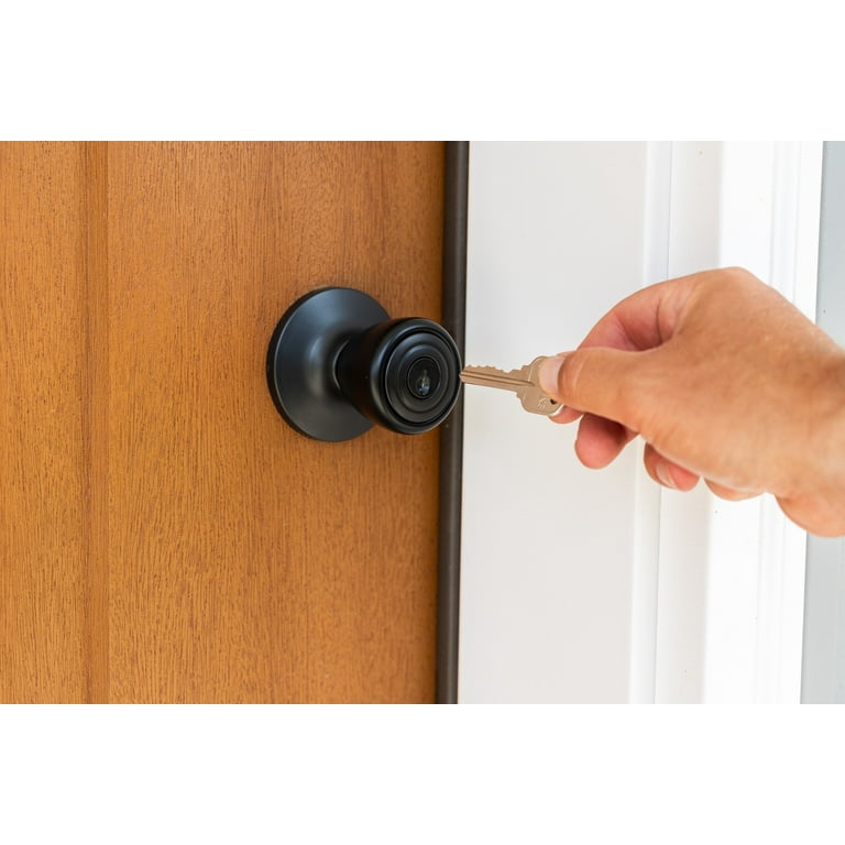 Brinks Keyed Entry Tulip Style Doorknob, Matte Black Finish