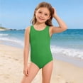 thumbnail image 3 of Grblisyd Girls' One Piece Swimsuit Solid Color Bathing Suits Crew Neck Racerback Swimsuits Size 2-13 Years, 3 of 4