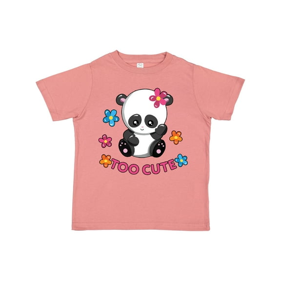 Inktastic Too Cute Baby Panda with Flowers Girls Toddler T-Shirt