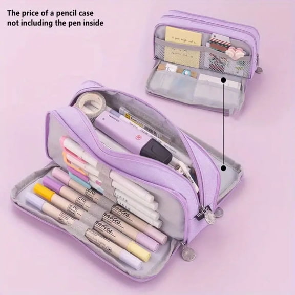 Japanese Korean Style Pencil Case - 4-Layer Fabric Organizer with Dividers, Cute Stationery Holder (Aesthetic Design)