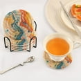 thumbnail image 5 of Red Blue Orange Marble Coasters with Holder for Coffee Table 6 Pcs Drink Coaster Sets Absorbent for Home Decor 4 inch, 5 of 7