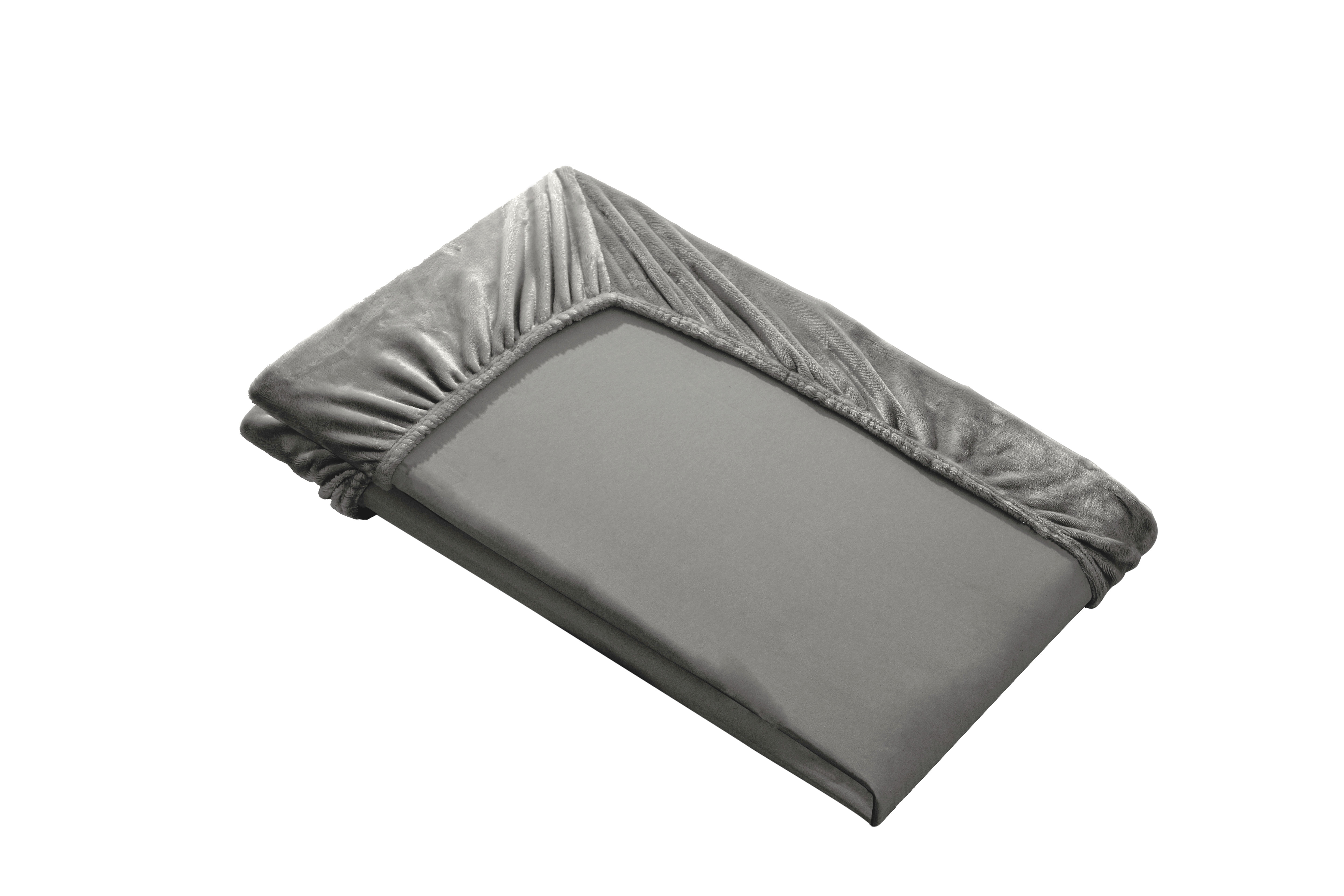 Swift Home Luxury 1 Piece Flannel Plush Fur Fitted Sheet, Ultra-Soft, Deep Pocket Fit, All Season Warmth, King Size, Gray