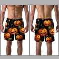 thumbnail image 3 of luoweisi Men's Beach Shorts Quick Dry Swim Trunks with Mesh Lining Halloween Pumpkin L, 3 of 5