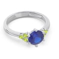 thumbnail image 3 of 2.15 Carat Round Cut Blue Sapphire & Peridot Gemstone New Design Wedding Ring for Ladies Solid 14K White Gold Size 4.5 by Diamond-Capitals, 3 of 7